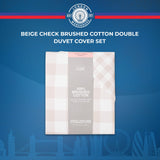 Beige Check Brushed Cotton Double Duvet Cover Set