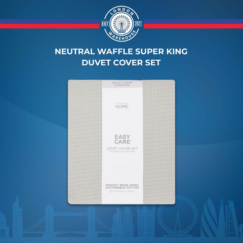 Neutral Waffle Super King Duvet Cover Set