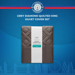 Grey Diamond Quilted King Duvet Cover Set
