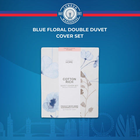 Blue Floral Double Duvet Cover Set