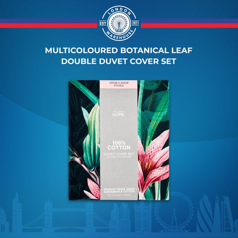Multicoloured Botanical Leaf Double Duvet Cover Set