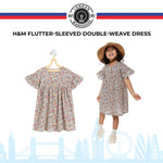 Flutter-sleeved double-weave dress