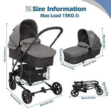 Hadwin Pram 2-in-1 Travel System, Foldable Baby Pushchair with Rain Cover. - toylibrary.lk